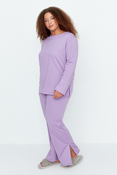 Trendyol Curve Große Größen in Pyjama-Set - Lila - Unifarben