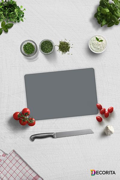 Decorita Solid Color - Gray |   Glass Cutting Board - Glass Cutting Board |   20cm X 30cm