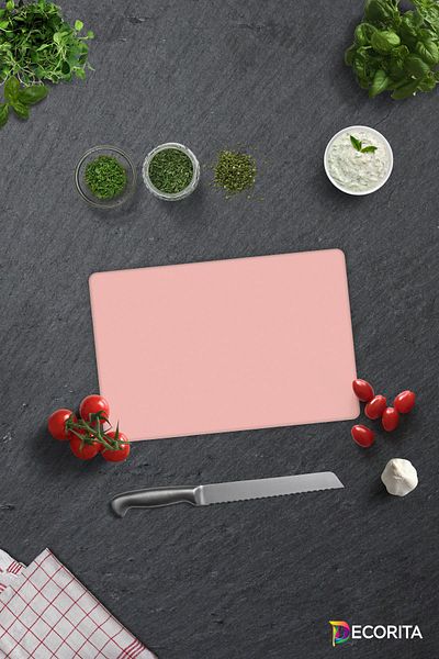 Decorita Solid Color - Salmon |   Glass Cutting Board - Glass Cutting Board |   20cm X 30cm