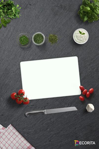 Decorita لون خالص - أبيض |   لوح تقطيع الزجاج - لوح تقطيع الزجاج |   20 سم × ...