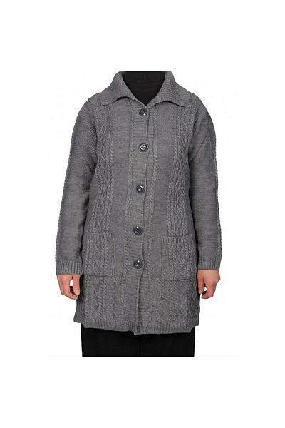 Fresh&Moda Women's Gray Buttoned Cardigan