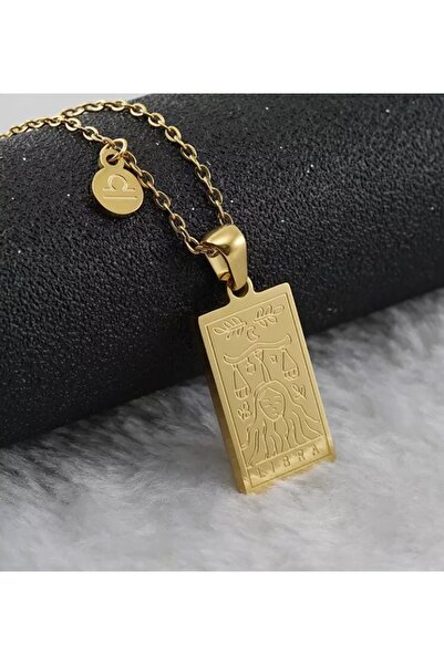 GÜMÜŞ 24 Ayar Has Altın Kaplama Terazi Burcu Tarot Kolye