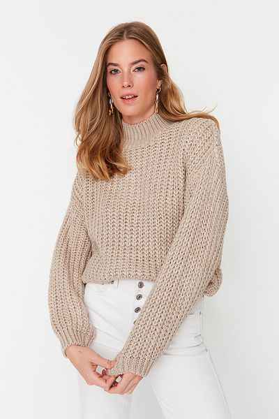 Trendyol Collection Pulover din tricotaje de bază cu textura moale Stone Wide Fit TWOAW23KZ01810