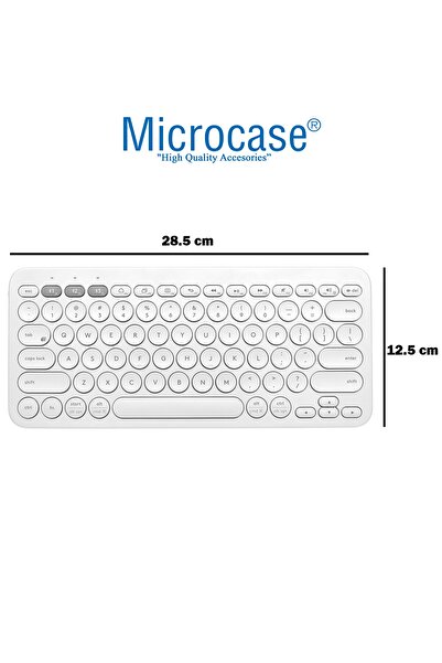 Microcase Tablet Telefon Bilgisayar Için Yuvarlak Tuşlu Bluetooth Kablosuz Klavye - Al3048 Beyaz