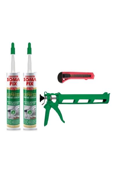 Somafix 2 Adet Beyaz Express Montaj Yapıştırıcı Silikon Tabancası Falçata Seti