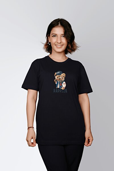 ErTaPassage Black More Happy cu imprimeu Femei tricou - T1679146