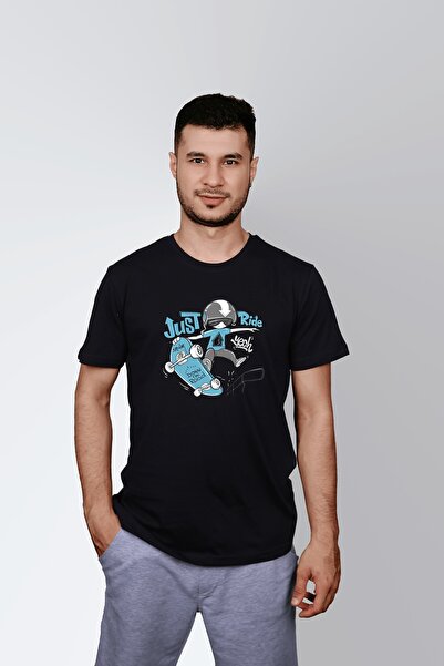 ErTaPassage Negru cu imprimeu Bărbați tricou - Cu scris curajos, T5007888