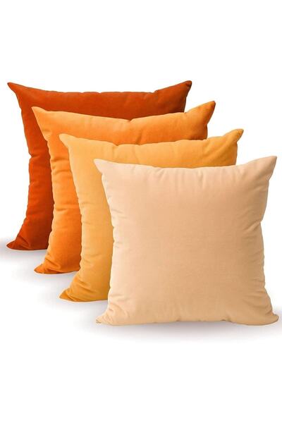 Bc Home 4'lü Çok Renkli Dekoratif Kırlent Kılıfı Seti Düz