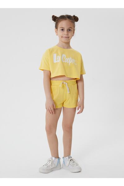 Lee Cooper Normal Waist Plain Yellow Girl's Shorts