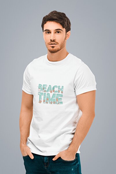 ErTaPassage Bărbat alb tricou - Summer Time cu imprimeu , Standard, T7528356