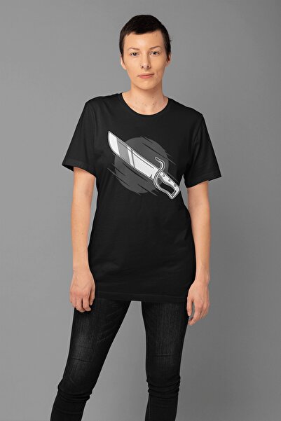 ErTaPassage Cuțit negru cu imprimeu Femei tricou - T7223657