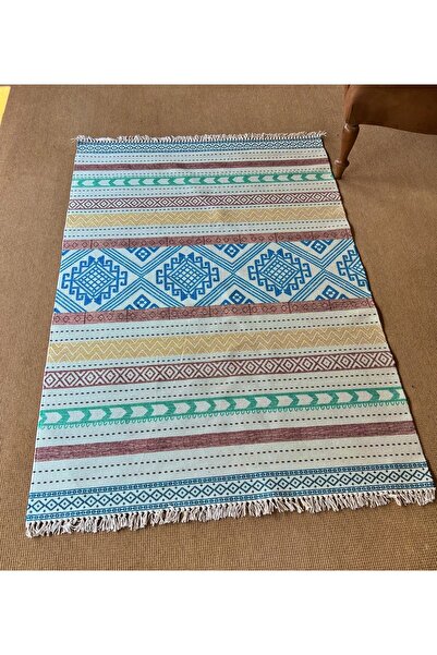 Rugs Modern Halı Cotton 556 Covor multicolor cu bază țesătă cu modele etnice