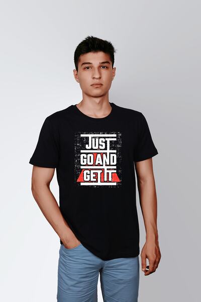 ErTaPassage Negru cu imprimeu Bărbați tricou - T6973201