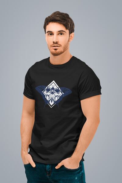 ErTaPassage Fluture negru cu imprimeu bărbați tricou - T9840478