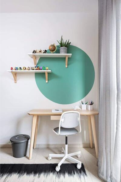 Aysprint ملصق حائط على شكل دائرة (وحدة تلفزيون، مسند ظهر للرف)