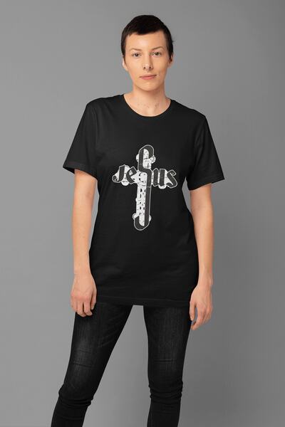 ErTaPassage Γυναικείο μπλουζάκι μαύρο Jesus με τύπωμα Standard T9202366