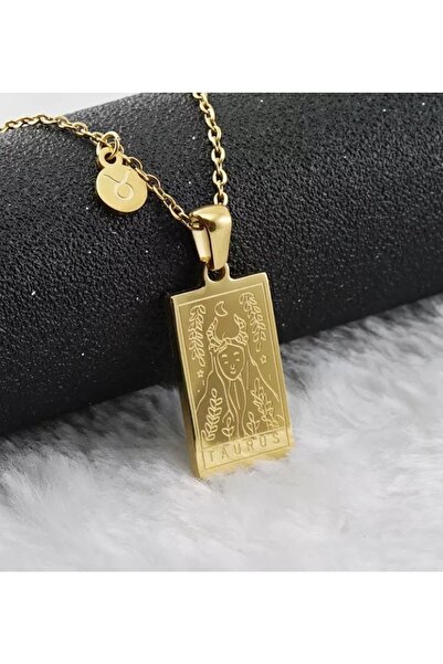 GÜMÜŞ 24 Ayar Has Altın Kaplama Boğa Burcu Tarot Kolye
