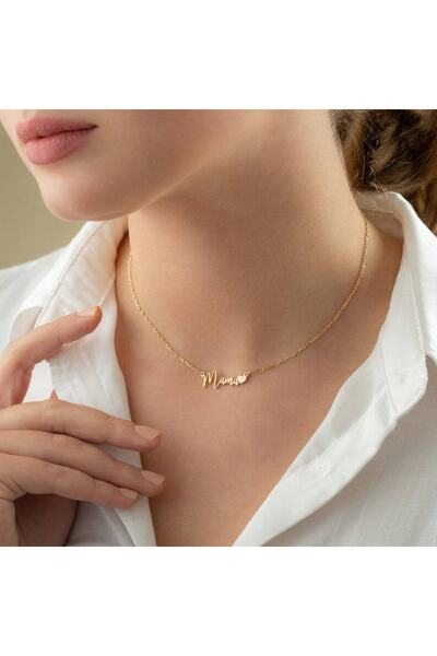 GÜMÜŞ 24 Ayar Has Altın Kaplama Kalp Detaylı Mama Kolye