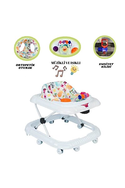 ACTIVESHOP Müzikli Ve Işıklı Yürüteç 10 Ayak Örümcek Modeli Beyaz