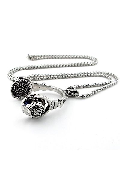 Solfera Headphone Headset Shaped Music Men's Steel Necklace Chain Q0606