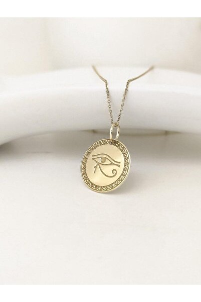 GÜMÜŞ 925k Tasarım Ra’nın Gözü Altın Kaplama Kolye