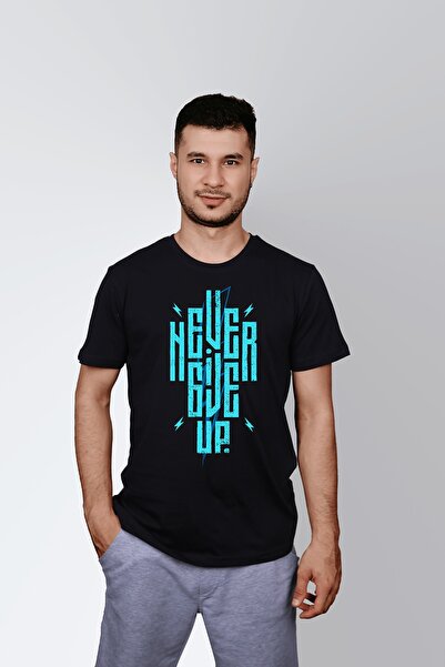 ErTaPassage Black Never Give Up cu imprimeu Bărbați tricou - T3883966