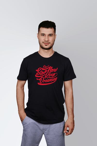 ErTaPassage Negru pentru bărbați cu imprimeu tricou - Continue to Dream, T976...