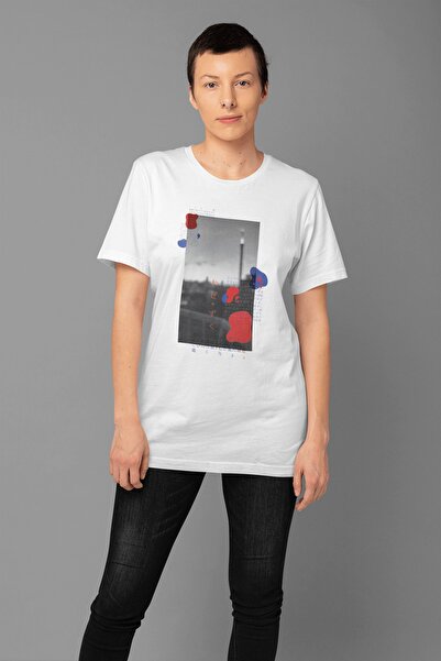 ErTaPassage Γυναικείο μπλουζάκι White Abstract City με τύπωμα - T4615008