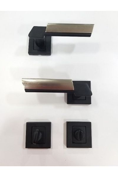 ARON Sofuoğlu Luxury Linda Square Rosette (room) Matte Black - Satin Door Handle Aluminum / Steel