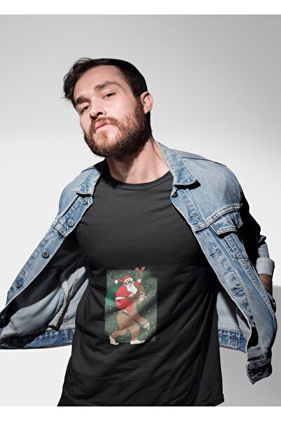 ErTaPassage Crni Deda Mraz Štampano Muškarci T-shirt - T3370587