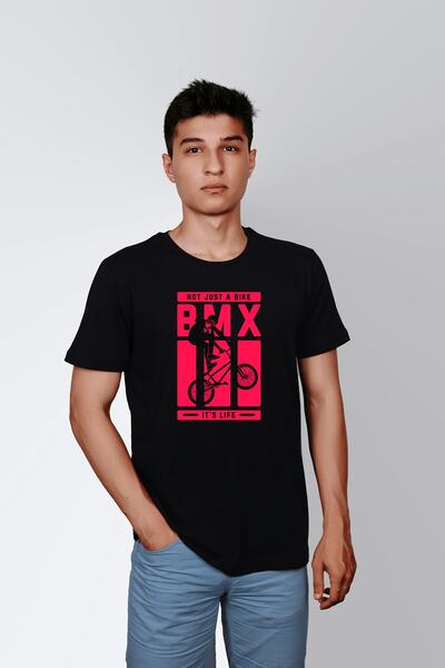 ErTaPassage Bicicletă neagră cu imprimeu bărbați tricou - T7514086