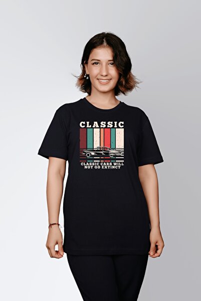 ErTaPassage Mașini negre cu imprimeu Femei tricou - T3317984