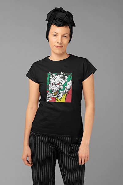 ErTaPassage Дамска тениска с принт „Черна мафия вълк“ - T1768506