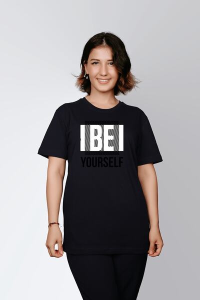 ErTaPassage Negru cu imprimeu Femeie tricou - Fii tu însuți Scris T6203861