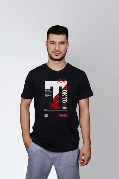 ErTaPassage Negru Tokyo cu imprimeu Bărbați tricou - T6185900