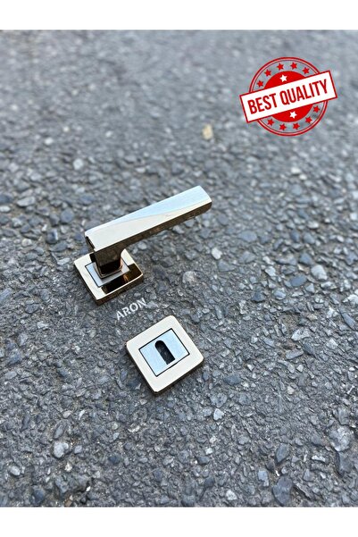 ARON Sofuoğlu Lüx Derya Anka Kare Rozetli Albifirin Sarı - Saten (ODA TİPİ) Kapı Kolu Seti