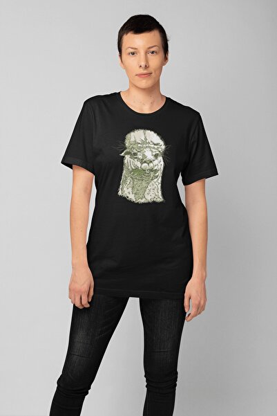 ErTaPassage Alpaca negru cu imprimeu Femeie tricou - T9705341