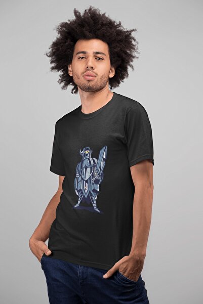ErTaPassage Robot negru cu imprimeu pentru bărbați tricou - Detaliu cu sabie ...