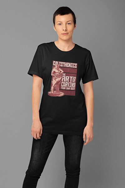 ErTaPassage Sculptură neagră de calisthenics cu imprimeu femei supradimension...