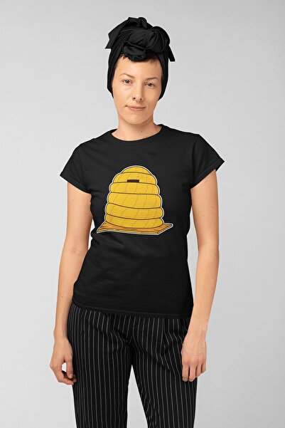 ErTaPassage Negru cu imprimeu Femei tricou - Cușcă de albine T5960051