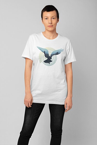 ErTaPassage Γυναικείο μπλουζάκι White Abstract Bird με τύπωμα - T7249390