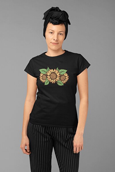 ErTaPassage Μαύρο γυναικείο μπλουζάκι με λουλούδια λεοπάρ - T8033428