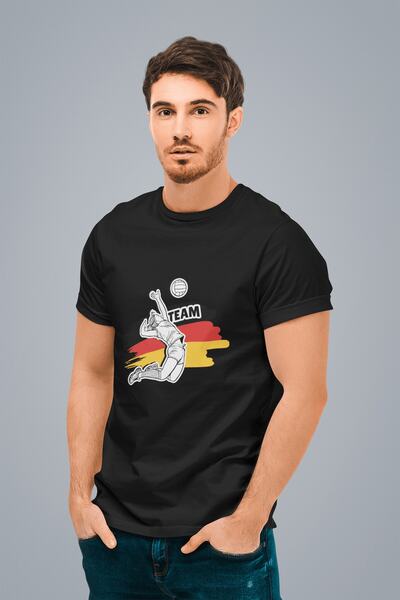 ErTaPassage Ανδρικό μπλουζάκι με στάνταρ μαύρο γερμανικό βόλεϊ με στάνταρ στά...