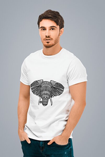 ErTaPassage Elefant alb african pentru bărbați cu imprimeu Standard tricou T3...