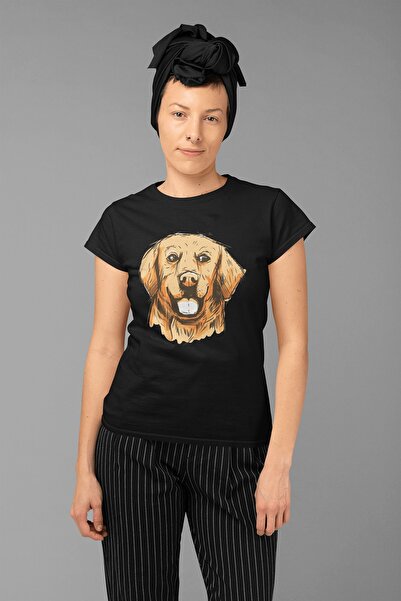 ErTaPassage Negru Auriu cu imprimeu Femei tricou - T6282591