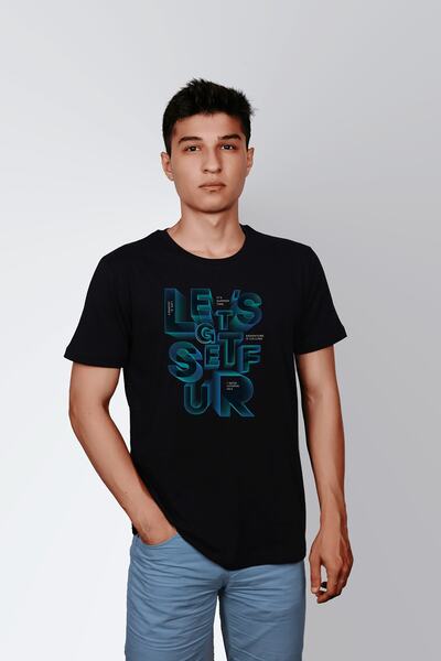 ErTaPassage Să facem cu imprimeu pentru unul negru tricou - T2233043