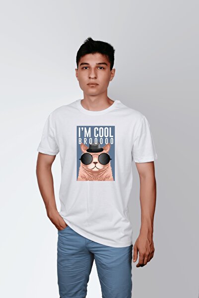 ErTaPassage Λευκό ανδρικό μπλουζάκι «Im Cool» με τύπωμα - T6440328