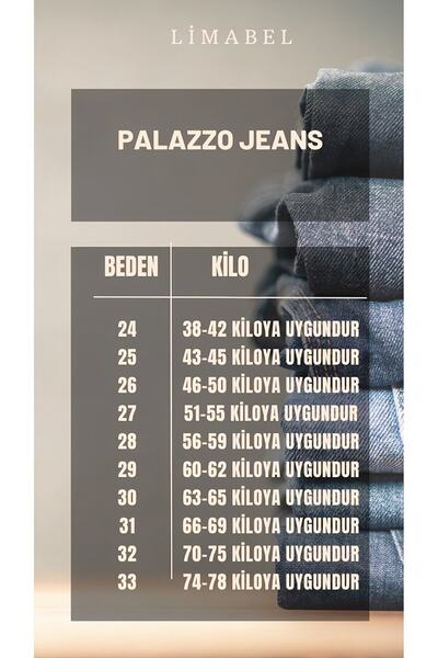 LİMABEL Blue Power Lycra volné džínové kalhoty Palazzo se super vysokým pasem