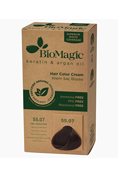 BIOMAGIC Süper Doğal Organic Yoğun Çikolata Kahve 55.07 Krem Süper Saç Boyası