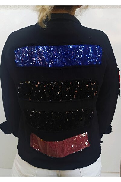 Hepsibitarz Kadın Siyah Payetli Tarz Bayan Ceket